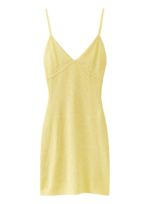 Asta Resort Delilah Spaghetti Straps Mini Dress — Yellow — Size XS — Front View