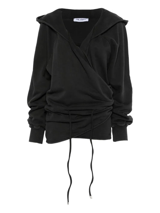 The Attico Hooded Neck Mini Dress — Black — Size XS — Front View