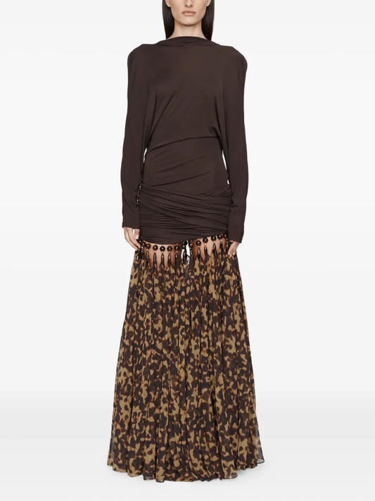 Christopher Esber Droplet Jersey Gown — Brown/ Red — Size XS — Front View