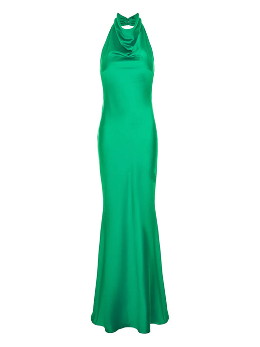 Roserry Capri Halterneck Maxi Dress — Green — Size S — Front View