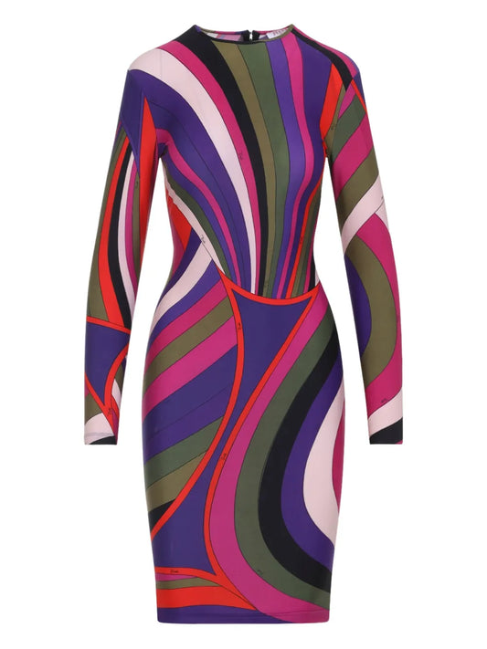 Pucci Long Sleeve Swirl Pattern Dress — Same as shown — Size XS — Front View