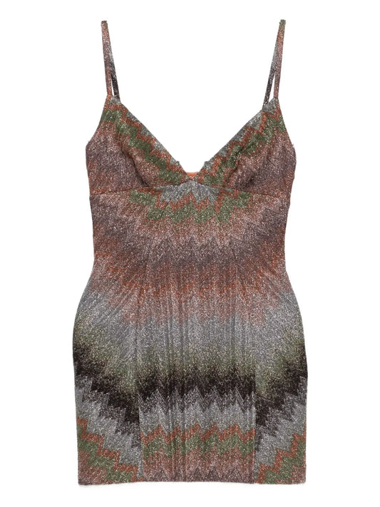 Missoni Chevron Pattern Mini Dress — Pink — Size XS — Front View