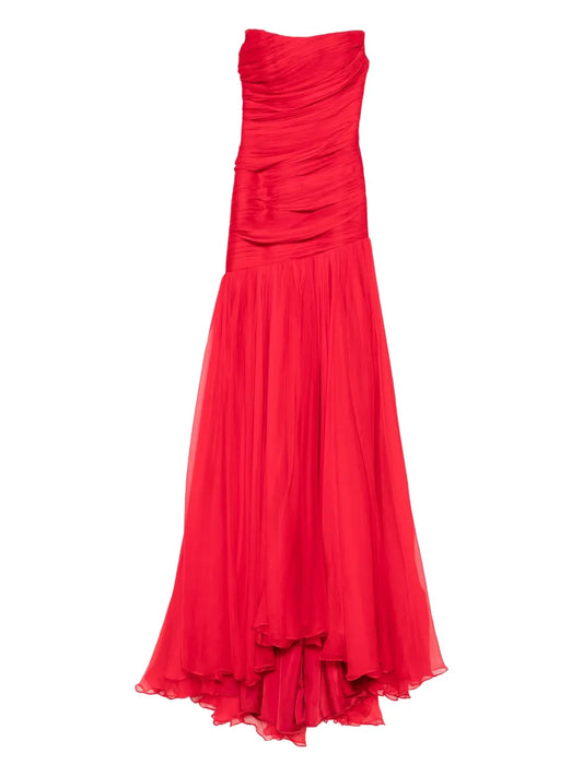 Mmarquise Adeline Draped Gown — Red — Size S — Front View