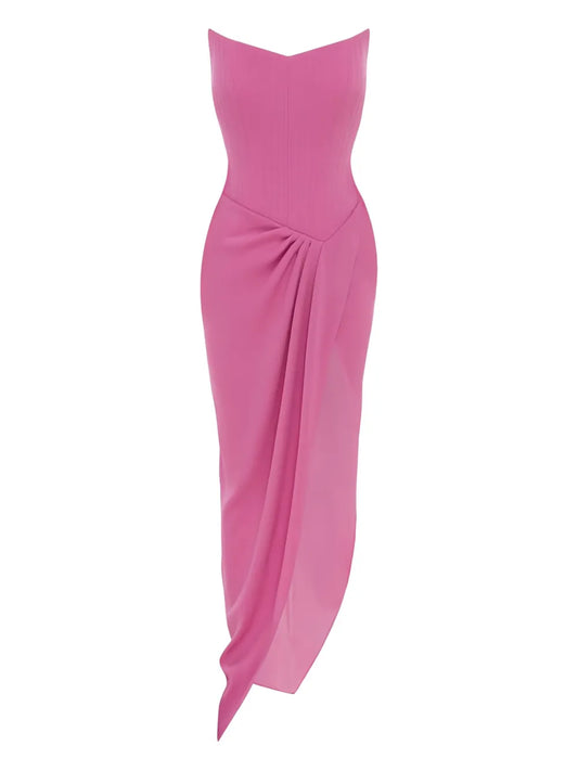 Alex Perry Asymmetrical Drape Maxi Dress — Pink — Size XS — Front View