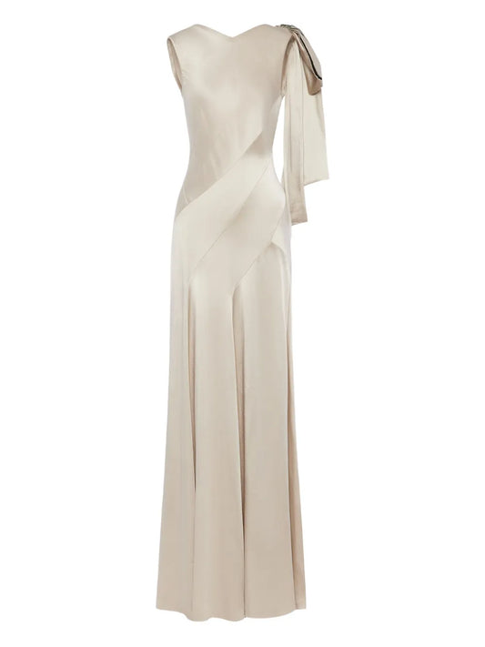Maison Margiela Bow Detail Gown — Beige — Size XS — Front View