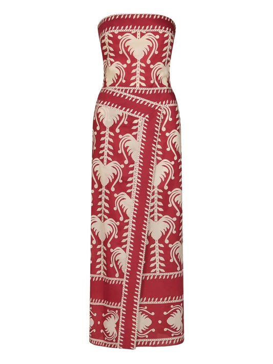 Johanna Ortiz Ancient Peru Dress — Beige/ Red — Size XS — Front View