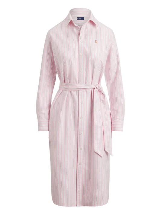 Polo Ralph Lauren Striped Belted Dress — Pink — Size XS — Front View