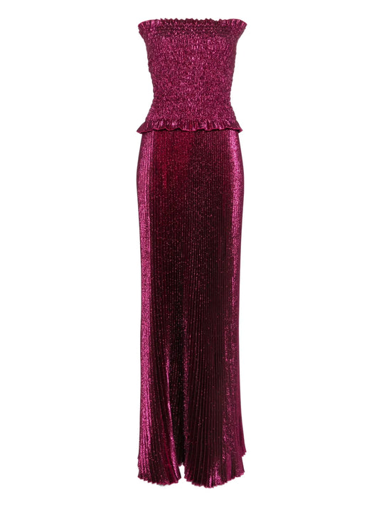 Lidee Maya Shirred Gown — Red — Size S — Front View