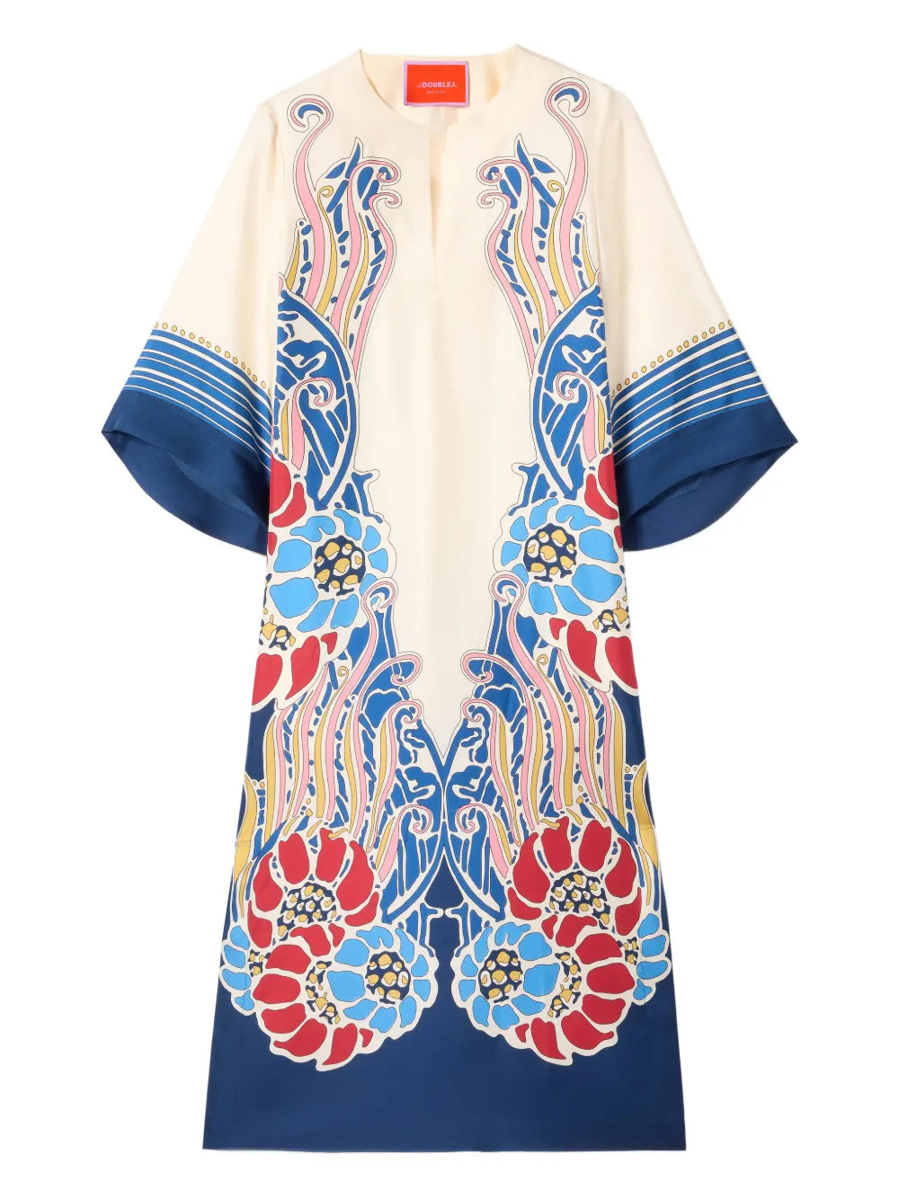 La Doublej The Kaftan Floral Midi Dress — Tan — Size S — Front View