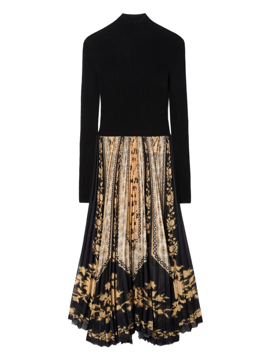 La Doublej Moondance Pleated Knit Maxi Dress — Black — Size S — Front View