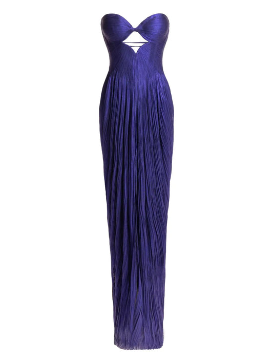 Maria Lucia Hohan Stephanie Cut Out Lace Up Dress — Purple — Size XS — Front View