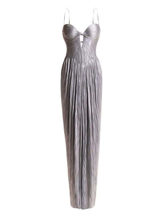 Maria Lucia Hohan Tonia Plisse Effect Maxi Dress — Blue — Size XS — Front View