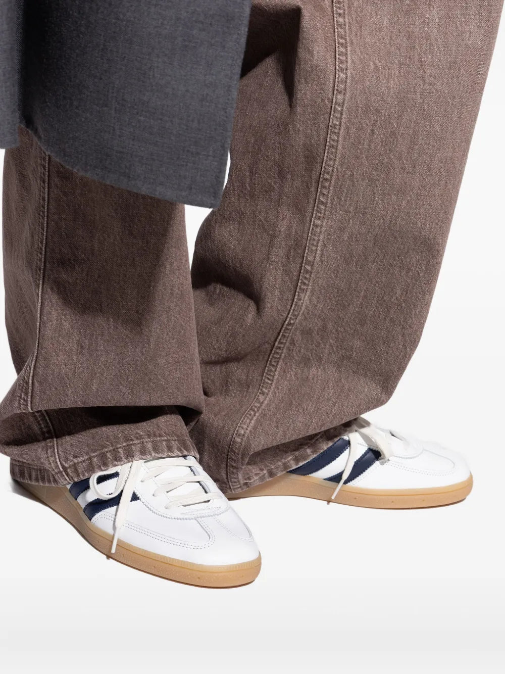 adidas Spezial Three-Stripe Lace-Up Fastening Sneakers — White — Size US M 8 - US W 9.5 — Detail View