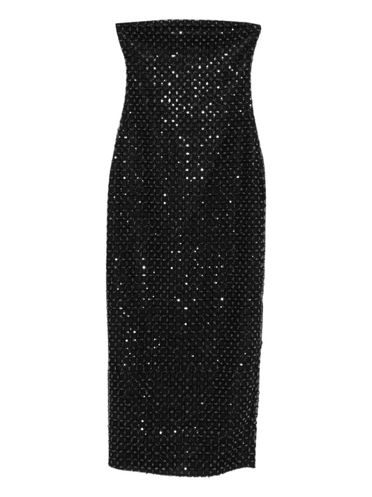 Rotate Birger Christensen Beaded Embellishment Maxi Dress — Black — Size XS — Front View