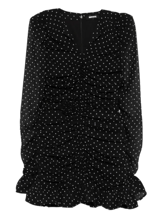 Rotate Birger Christensen Floral Dot Mini Dress — Black — Size XS — Front View