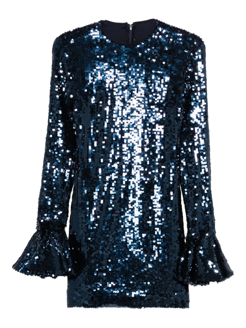 Rotate Birger Christensen Sequin Long Sleeve Mini Dress — Blue — Size S — Front View