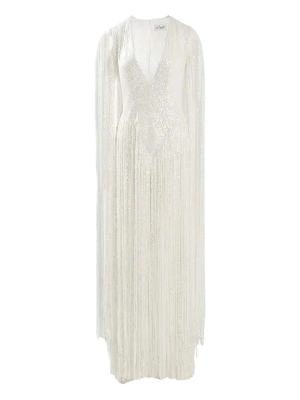 Ana Radu Sequin Embellished Maxi Dress — White — Size XS — Front View