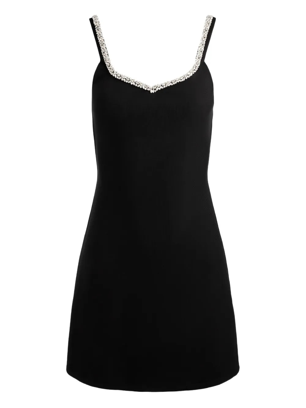 Alice Olivia Eve Embellished Trim Mini Dress — Black — Size S — Front View
