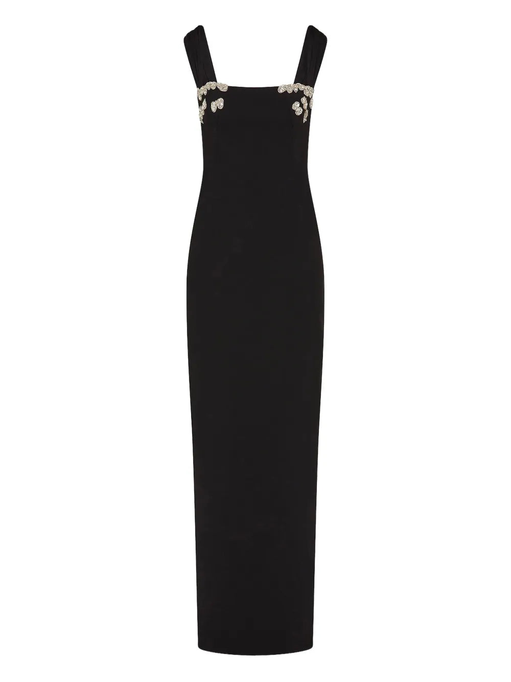 Rachel Gilbert Embellished Square Neck Maxi Gown — Black — Size XS — Front View