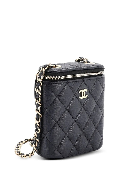 Chanel Pre Owned Vertical Classic Vanity Case With Chain Quilted Caviar Mini Shoulder Bag — Same as shown — Size One Size — Front View