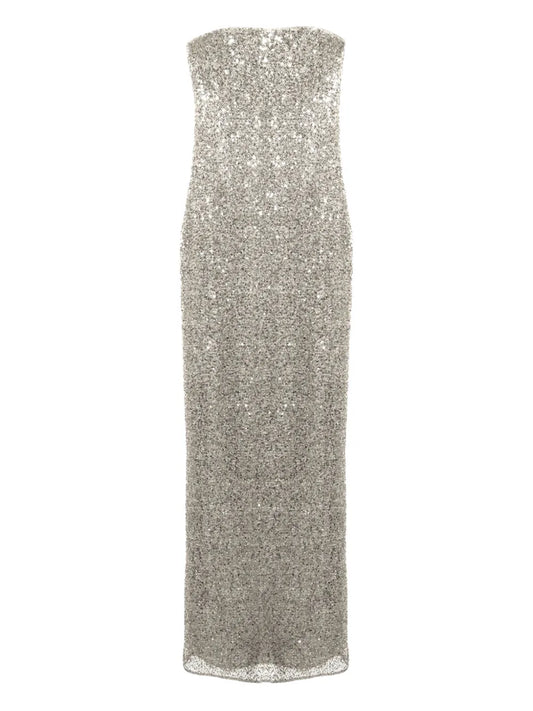 Simkhai Xyla Embellished Maxi Dress — Gray — Size S — Front View