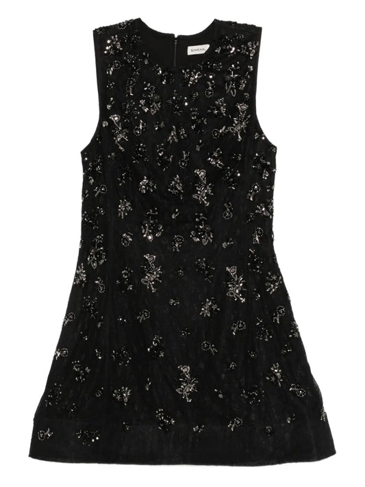Simkhai Evelina Embellished Mini Dress — Black — Size XS — Front View