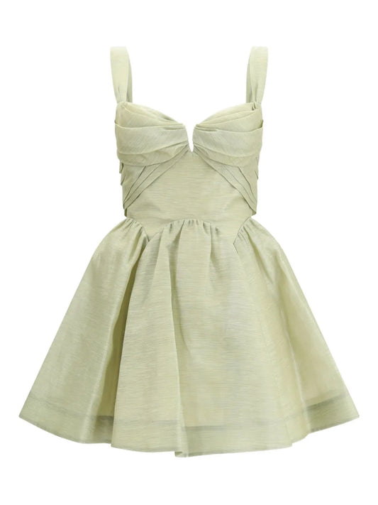 Zimmermann Rebellion Drape Mini Dress — Red/ Green — Size XS — Front View