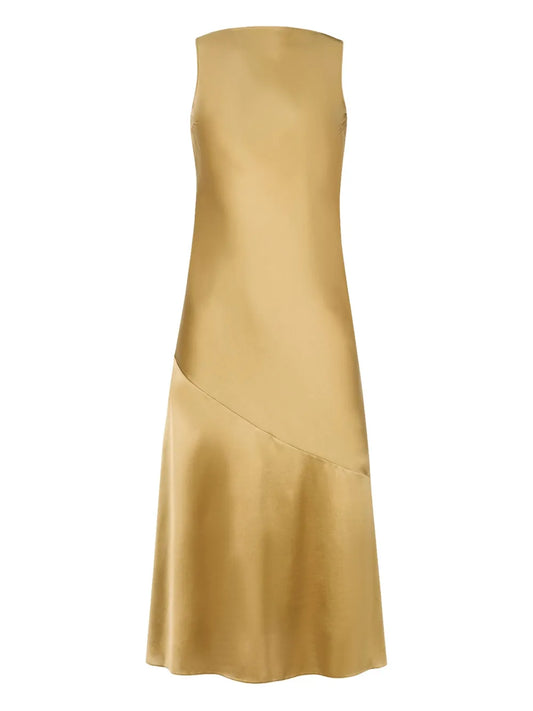 Nina Ricci Open Back Midi Dress — Yellow — Size XS — Front View