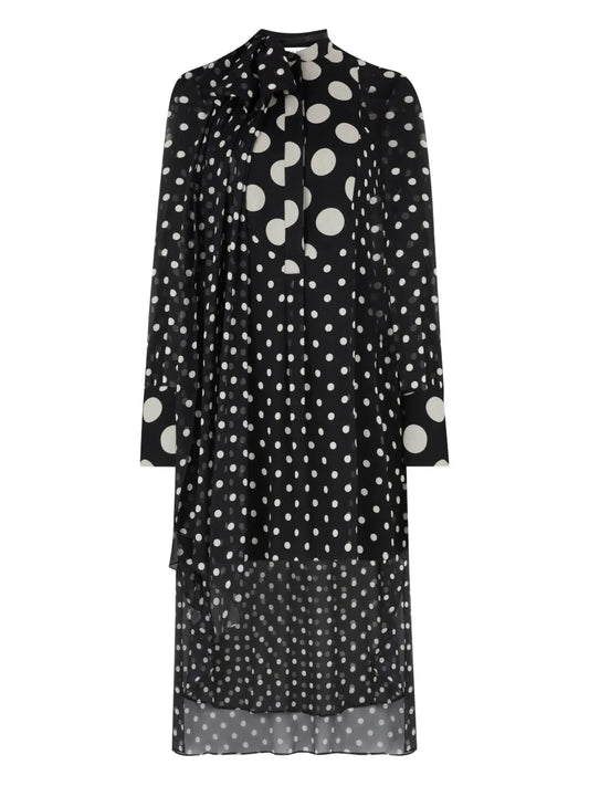 Nina Ricci Polka Dot Silk Mini Dress — Black — Size XS — Front View