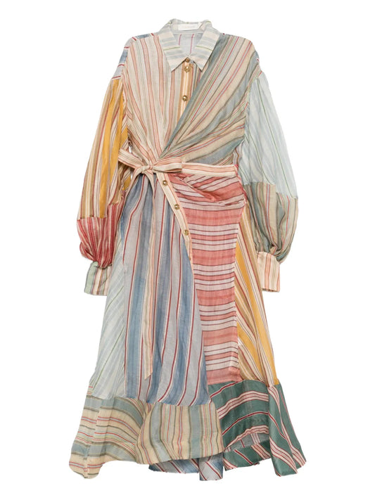 Zimmermann Rebellion Striped Midi Dress — Red — Size XS — Front View