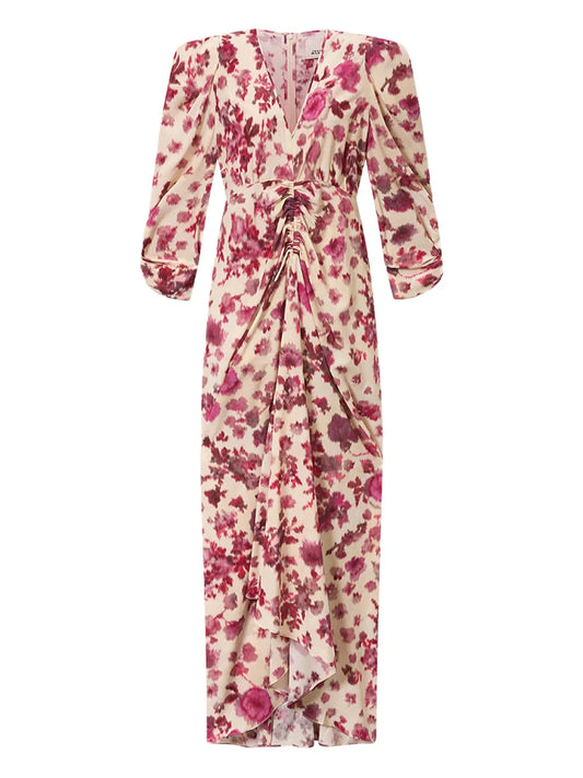 Isabel Marant X Albini Floral Ruched Dress — Pink — Size XS — Front View