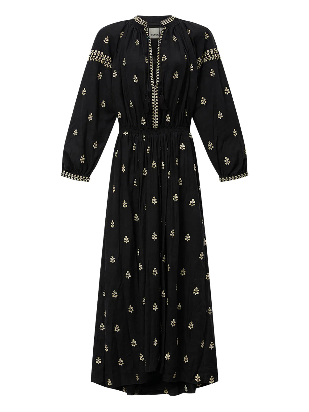 Isabel Marant Maxi X Rodilia Embroidered Dress — Black/ Red — Size S — Front View