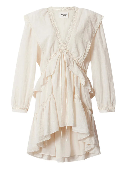 Marant Etoile Damya Lace Ruffled Mini Dress — Same as shown — Size XS — Front View