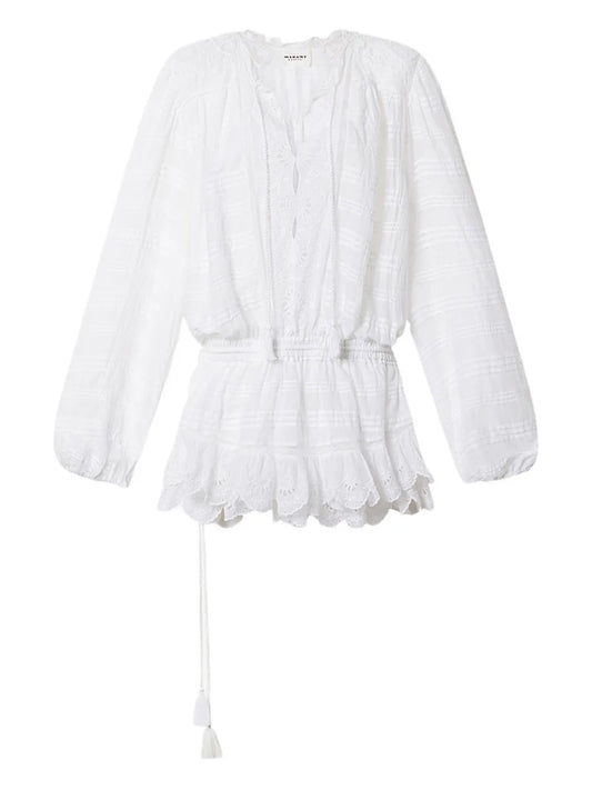 Marant Etoile Preya Laced Mini Dress — White — Size XS — Front View