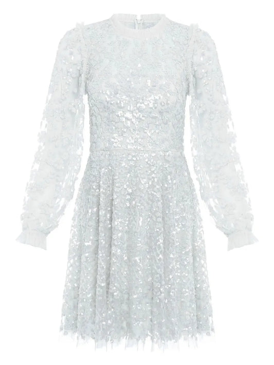 Needle Thread Seren Sequin Embellished Floral Dress — Blue — Size XXL — Front View