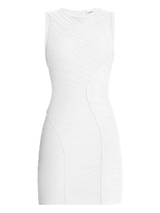 Herve Leger Sleeveless Mini Dress — White — Size XS — Front View