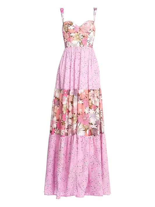 Agua By Agua Bendita Alanifloral Maxi Dress — Pink — Size XS — Front View