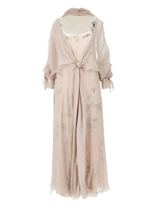 Alberta Ferretti Floral Print Midi Dress — Pink — Size S — Front View