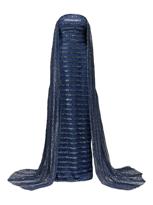 Tha Seen Crystal Embellishment Maxi Dress — Blue — Size XS — Front View