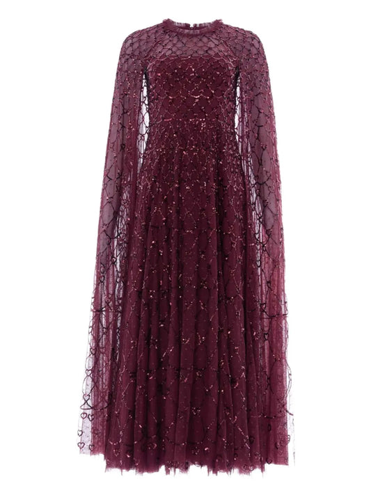 Needle Thread Heart Pattern Midi Dress — Same as shown — Size XL — Front View