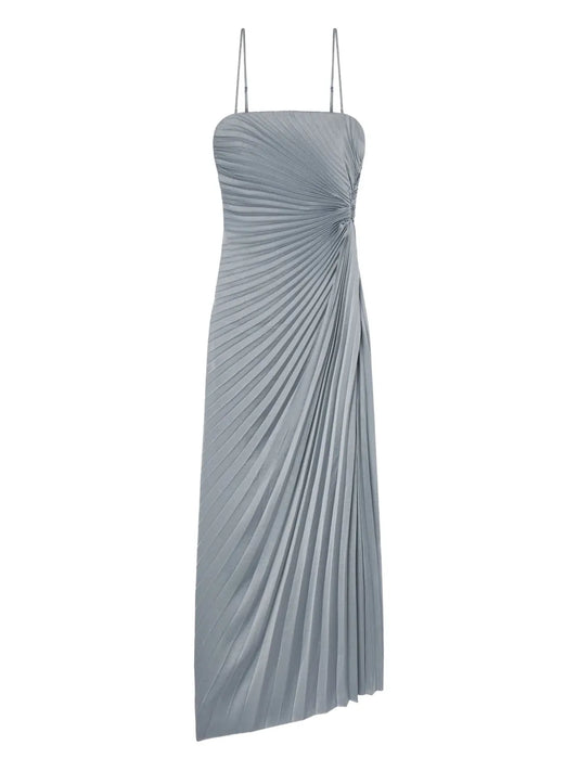 Alc Layla Pleated Maxi Dress — Blue — Size XS — Front View