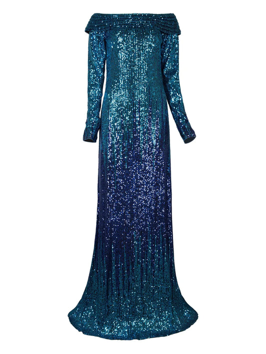 Tadashi Shoji Sequin Off Shoulder Maxi Dress — Same as shown — Size XS — Front View
