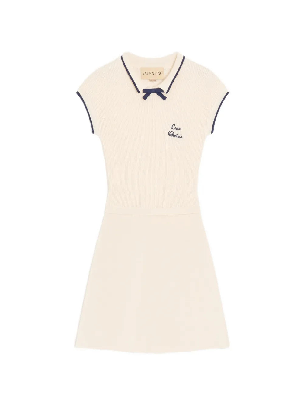 Valentino Garavani Bow Knitted Mini Dress — White — Size XS — Front View