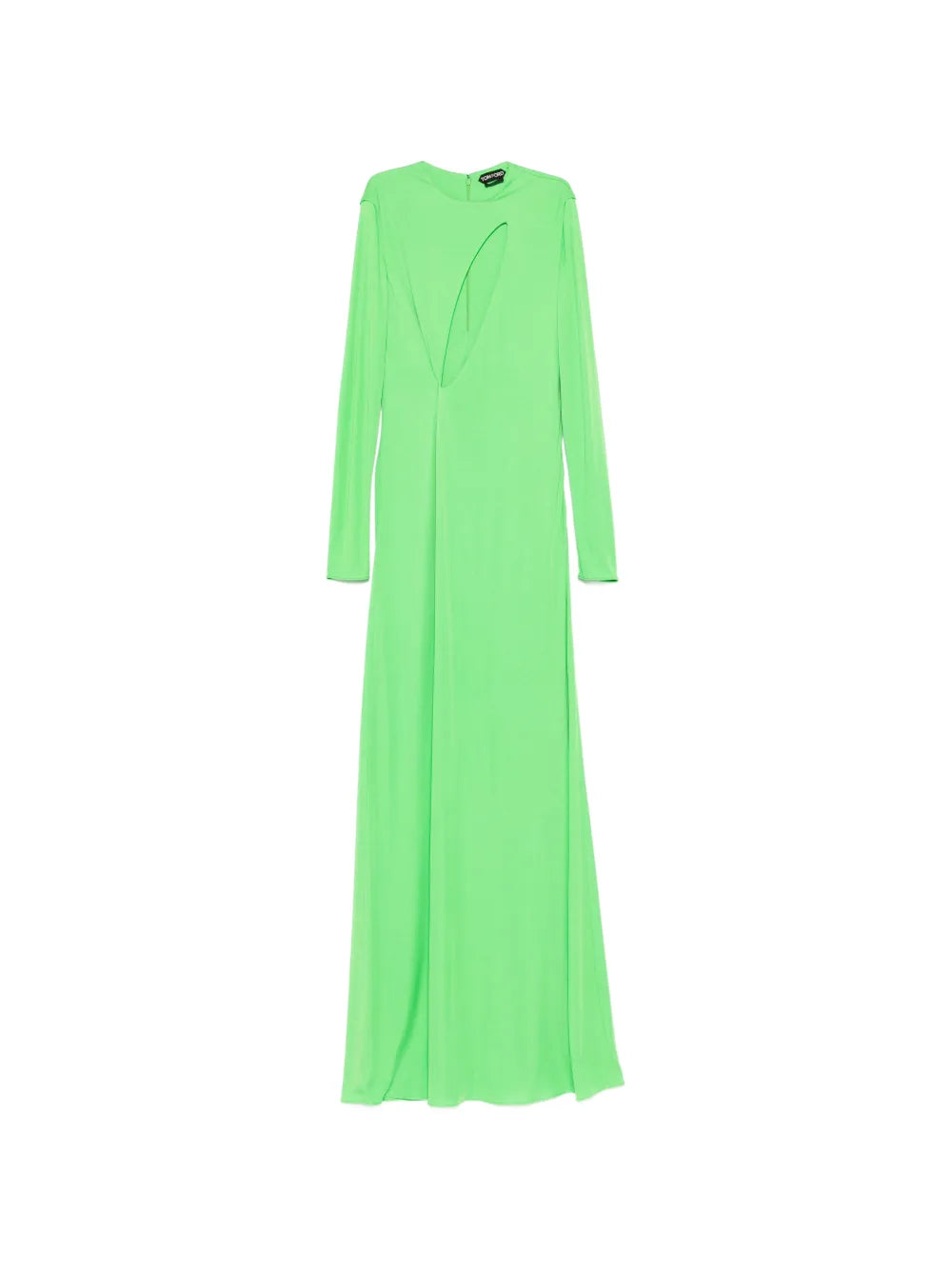 Tom Ford Cut Out Long Sleeve Maxi Dress — Green — Size XS — Front View