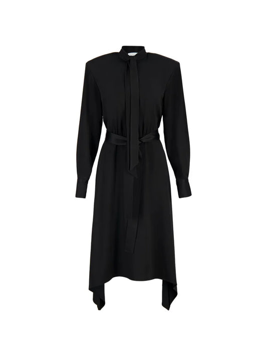 Stella Mccartney Tie Neck Midi Dress — Black — Size XS — Front View