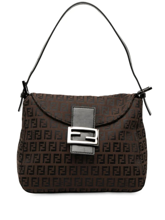 Fendi Pre Owned 2000 2010 Zucchino Canvas Double Flap Mamma Shoulder Bag — Same as shown — Size One Size — Front View
