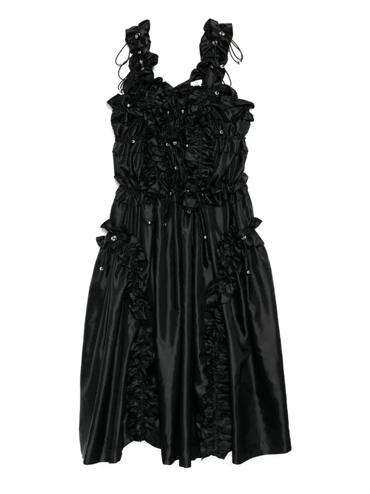 Noir Kei Ninomiya Ruffle Sleeveless Dress — Black — Size S — Front View