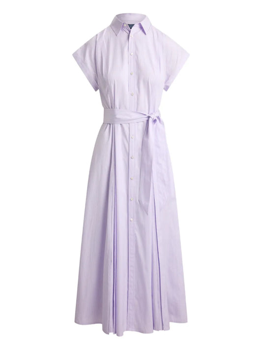 Polo Ralph Lauren Striped Tie Dress — Purple — Size S — Front View