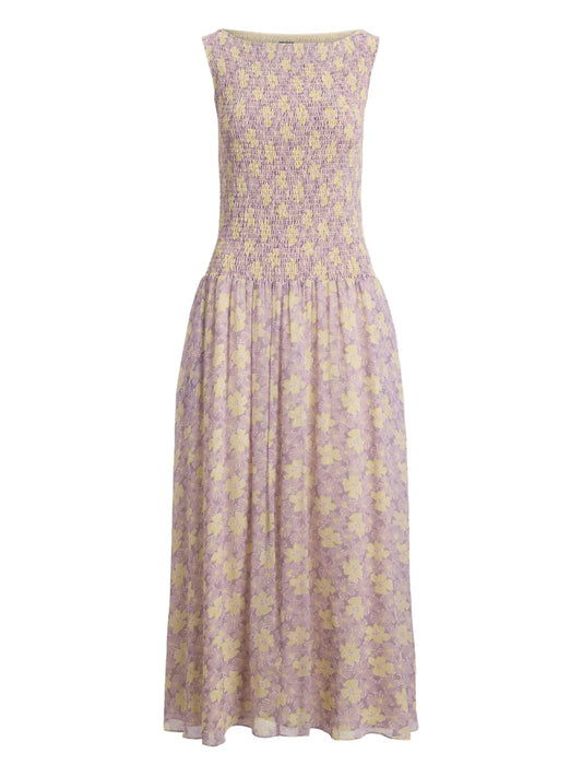Polo Ralph Lauren Floral Smocked Dress — Red/ Purple — Size S — Front View