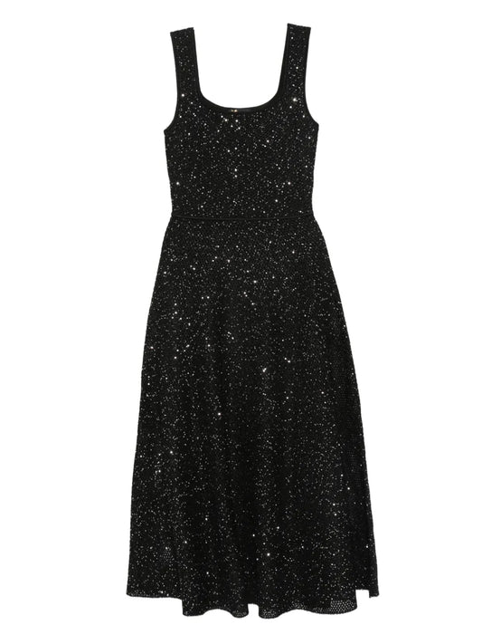 Maje Knitted Midi Dress — Black — Size M — Front View